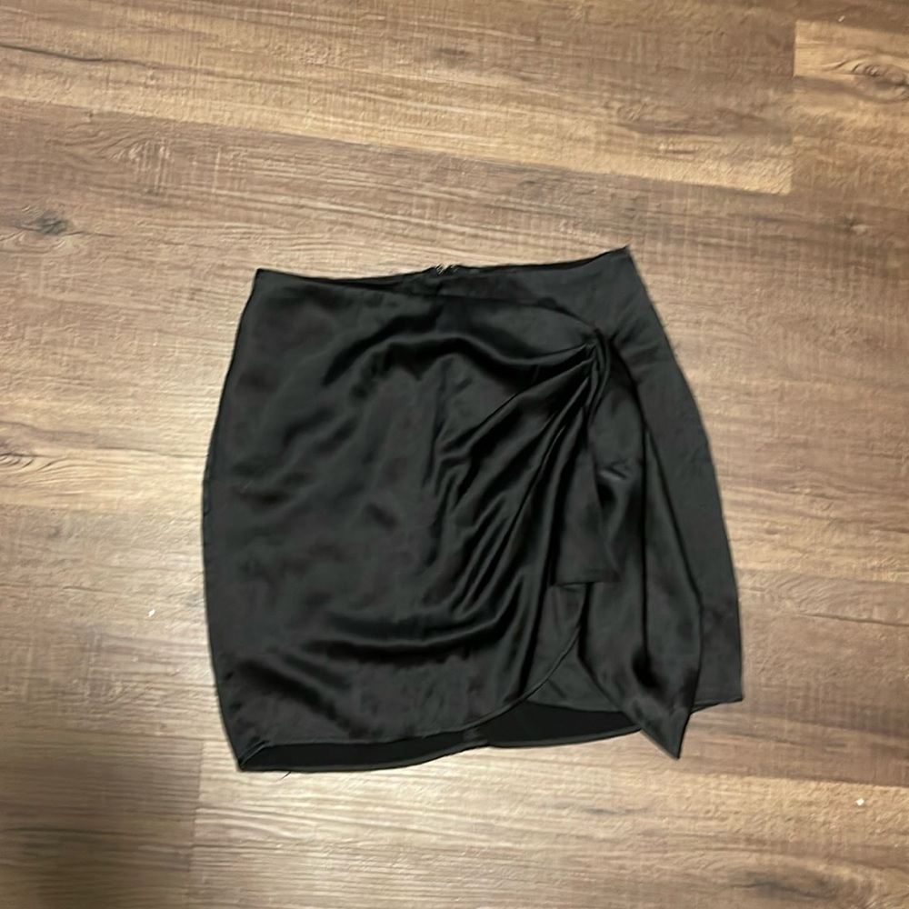 Satin faux wrap skirt
